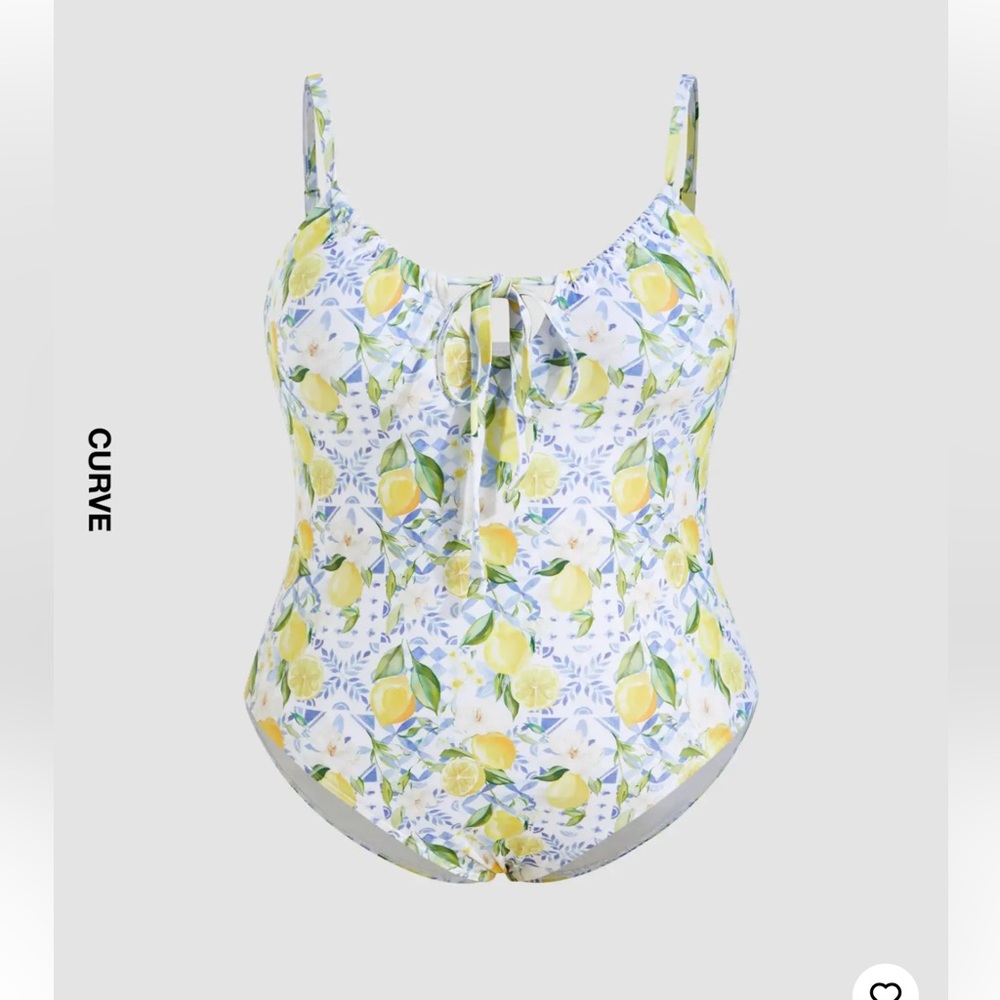 Cider One Piece Yellow and White Swimsuit with Lemon Print